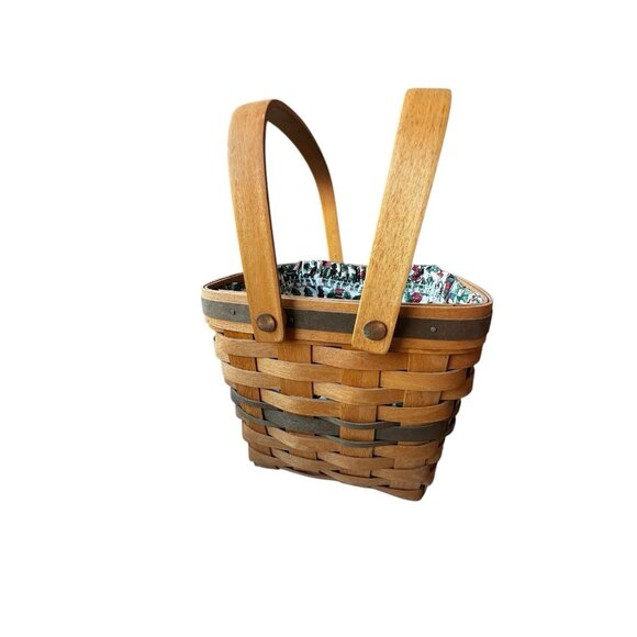 Longaberger “Cranberry Basket” Fabric Holly Design Lining & Plastic Insert 1995 - Picture 16 of 16